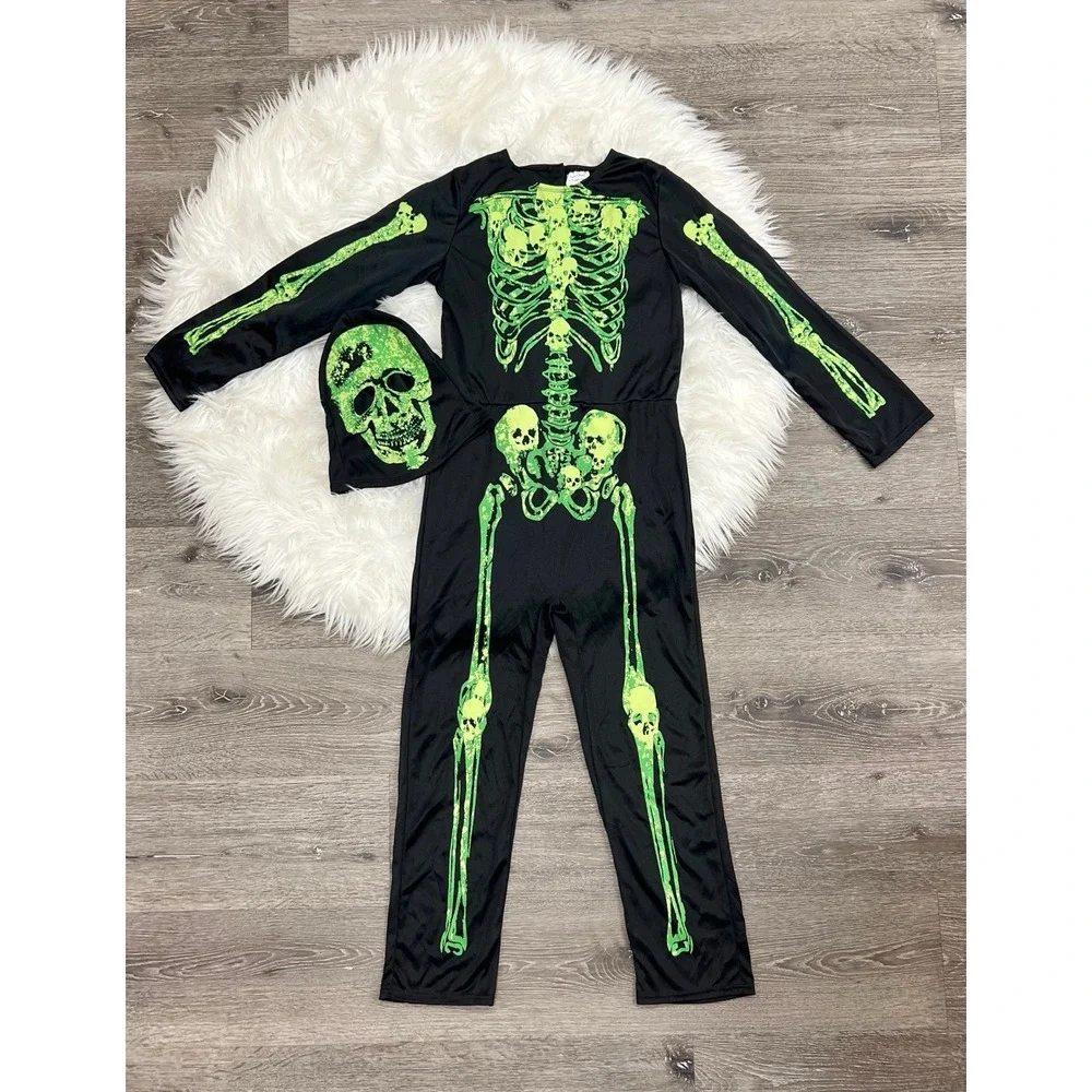 Halloween Glow in The Dark Skeleton Costume Kids‎ Light up Ages 9-11Y
